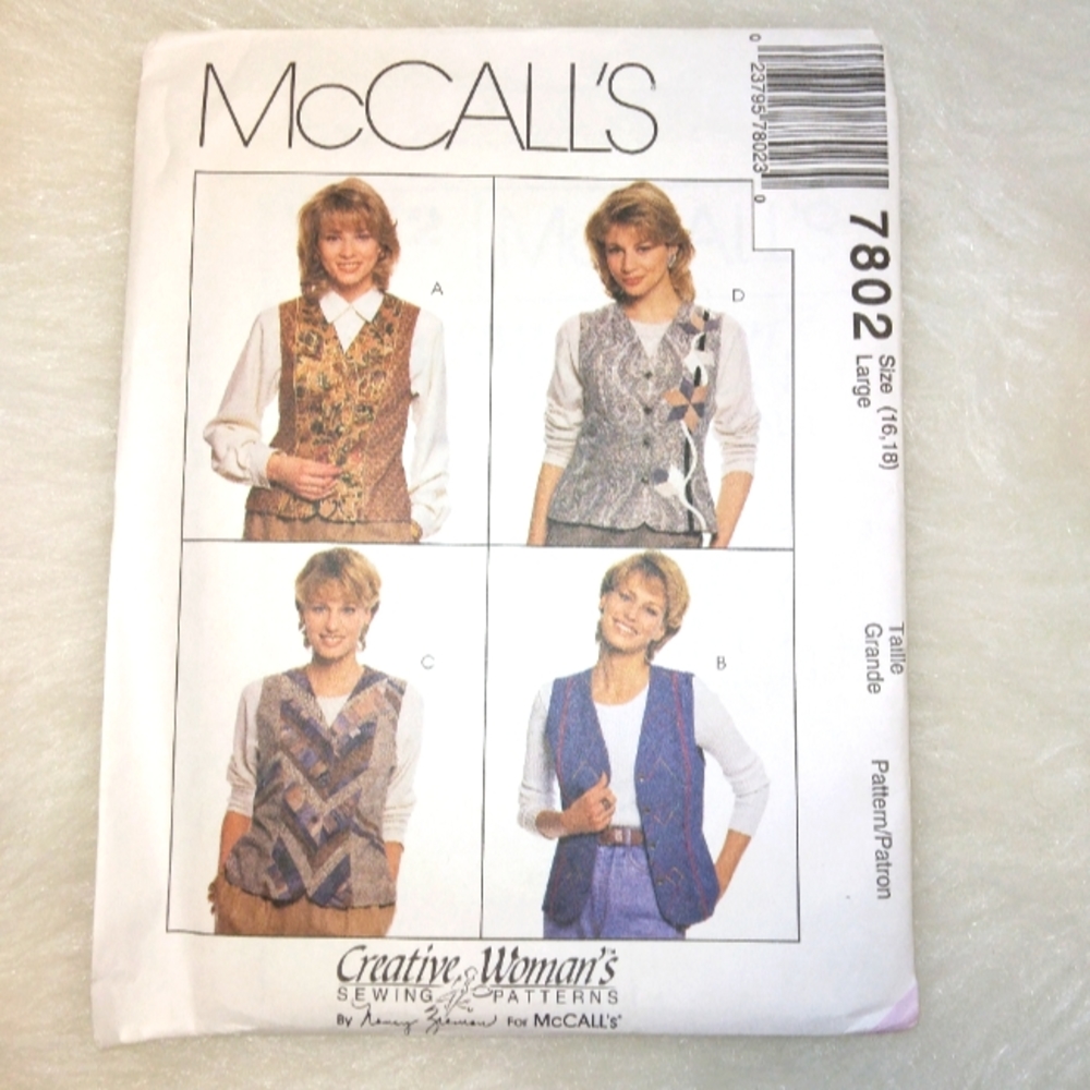 McCall's 7802 Misses' vests variations Size 16-18